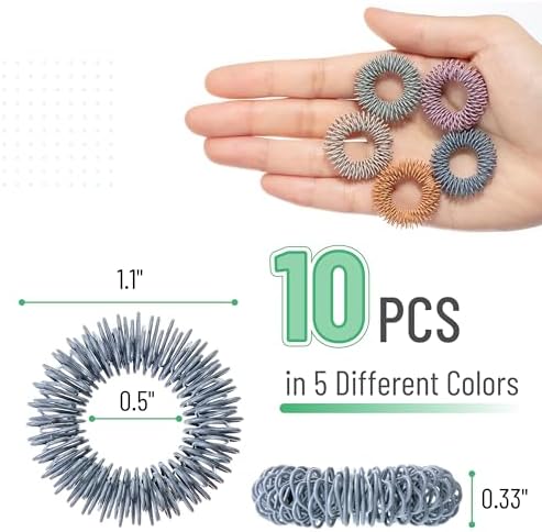 Mr. Pen- Spiky Sensory Rings, 10 Pack, Colorful