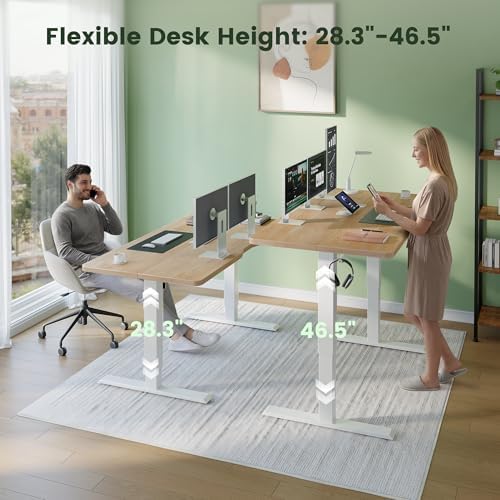CubiCubi 48 x 24 Electric Height Adjustable Standing Desk, Maple