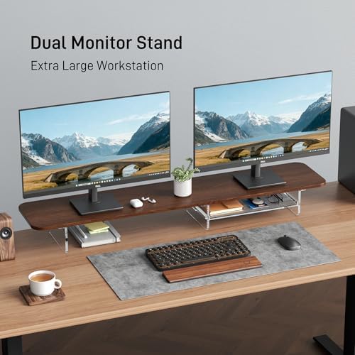 AFOOYO Monitor Stand Riser,Computer Monitor Stand with DIY Pegboard and drawer for Laptop,PC,Computer,Printer (Walnut-Felt Drawer)