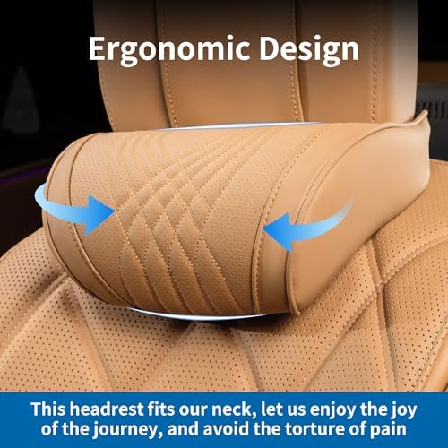 Car Headrest Pillow for Driving Memory Foam Palomino Brown 1 Pack