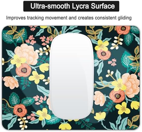 Small Mouse Pad, Mini Mouse Pad 6 X 8 Inch with Non-Slip Rubber Base for Keyboard Tray Laptops Wireless Mouse Home Office Travel, Washable & Portable (Colorful Flowers)