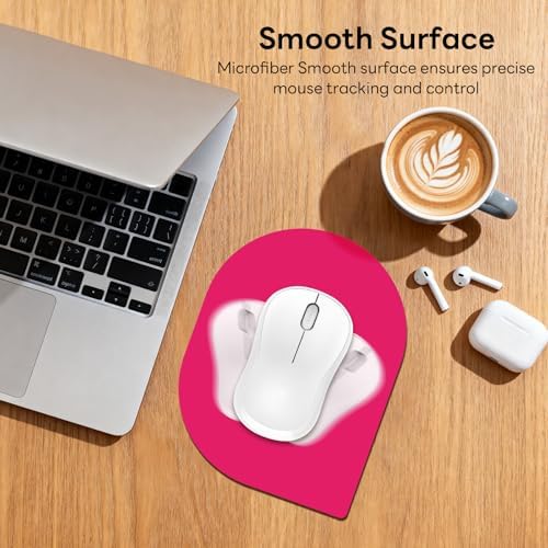 Contoured Oval Mouse Pad 6x8in Non-Slip for Laptop,Rose Red