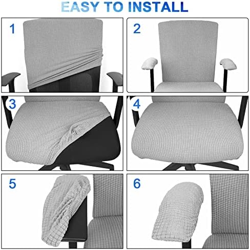 Tallew 4 Pcs Office Chair Covers Stretchable Armrest Seat,XL,Silver Gray