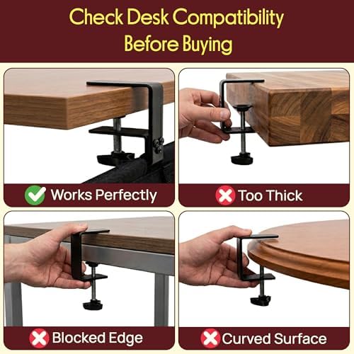 Pyle 36" Under Desk Cable Management Tray, Under Desk Wire Organizer with Clamp or Screw Mount, Desk Cable Organizer with Fabric Design for Large Workstations, Built-in Ties, 20 lb Capacity, Black