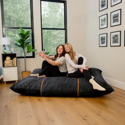 Big Joe Turnabout 3-in-1 Convertible Bean Bag Chair, Black Licorice