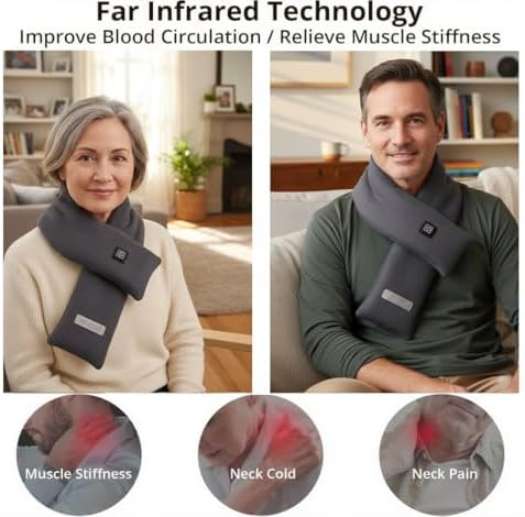 Neck Heating Pad, Electric Heated Scarf with 5000mAh Power Bank, Cordless Neck Warmer for Pain Relief
