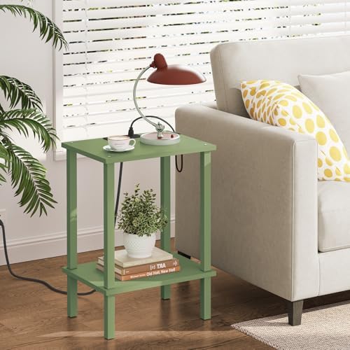 TUTOTAK End Table with Charging Station, Side Table, Nightstand