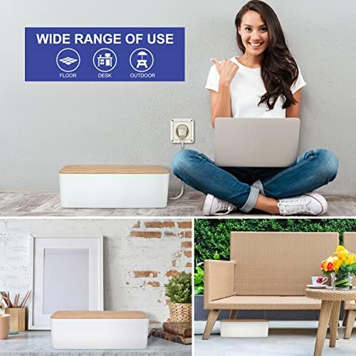 Tuwechen Cable Management Box, Wooden Style Large Cord Organizer Box
