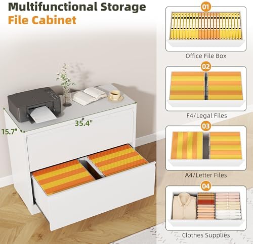 2 Drawer Metal Lateral File Cabinet with Lock for Home Office