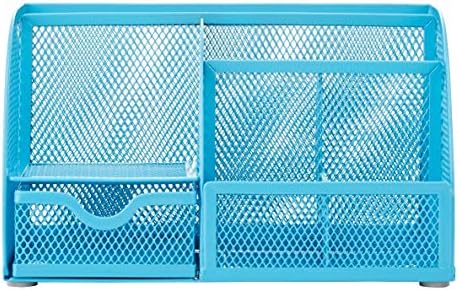 Annova Desk Organizer Wire Mesh 3 Tier Sliding Drawers Paper Sorter/Multifunctional/Premium Solid Construction for Letters, Documents, Mail, Files, Paper, Kids' Art Supplies (Blue)