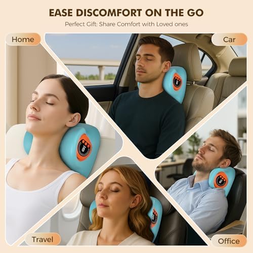 Neck Massager 2026 Portable Neck Traction Device,Cervical with Heating & Vibration–Relieve Muscle Tension,4-in-1 Neck Customizable Massage Modes with Wireless Remote Control