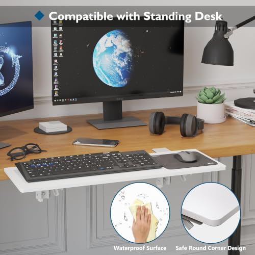 BONTEC Ergonomics Desk Extender Tray, 27.2 x 9.5 Inch, White