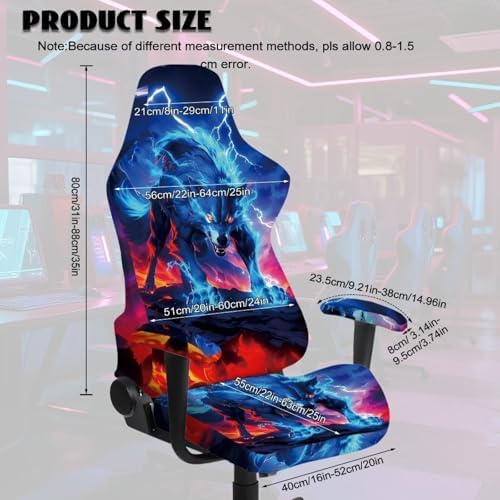 Gaming Chair Covers Slipcovers, Stretch Removable Washable Computer Reclining Gaming Chair Protector Slipcovers with Armrest Cover Wolf Galaxy