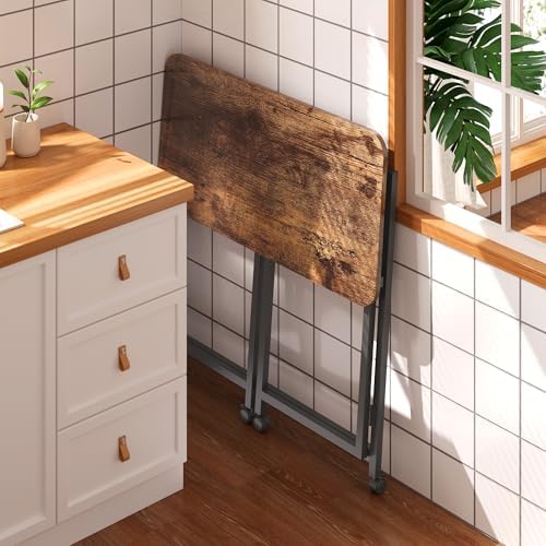 4NM 27.5" Mobile Small Rolling Computer Desk, Folding Laptop Cart Table with Wheels, Portable Office Desk for Small Space Couch Bed - Rustic Brown and Black