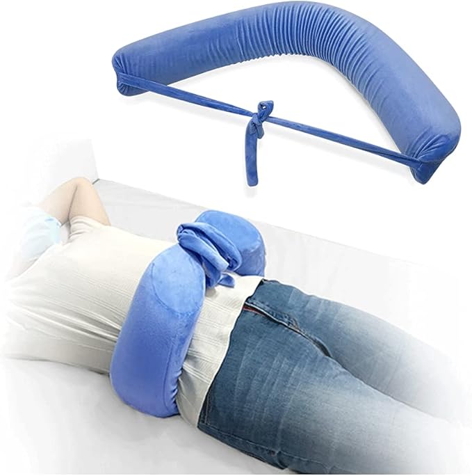 Lumbar Roll Pillow for Sciatica Nerve Pain Sleeping Lower Back Support Scoliosis Waist Pillow for Side Sleeper in Bed & Office Chair Adjustable Straps Lumbar Foam Positioning Pillow (L Size)