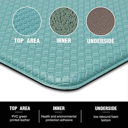 Kitchen Rug Anti-Fatigue Comfort Mat Non Slip Cushioned Comfort Standing Floor Mat Kitchen Mat for Kitchen, Gaming, Office,Standing Desk 18x30 Inch Teal