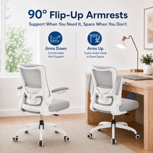 Ergonomic Office Chair for Long Hours, Adjustable Padded Lumbar Support for Lower Back Relief, 330 lb Capacity, Comfortable Computer Desk Chair for Home Office, Work & Study