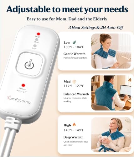 Comfytemp Heating Pad for Back Neck Shoulders, Weighted Electric Heated Pad
