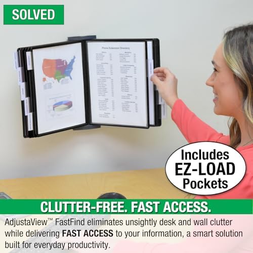 Ultimate Office FASTFIND 10-Pocket WALL Reference Display Organizer, Black