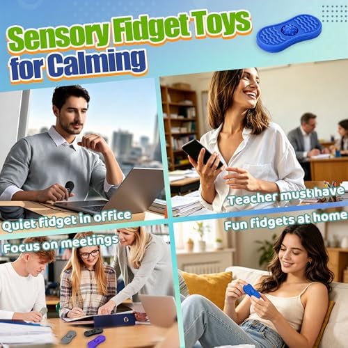 Teacher Must Have Sensory Fidget Toys for Adults 6 Pack Silicone Worry Stones for Autism ADHD Anxiety Calming Down Kids Quiet Silent Figette Stress Relief for Therapy Office Desk Figets Toys Set