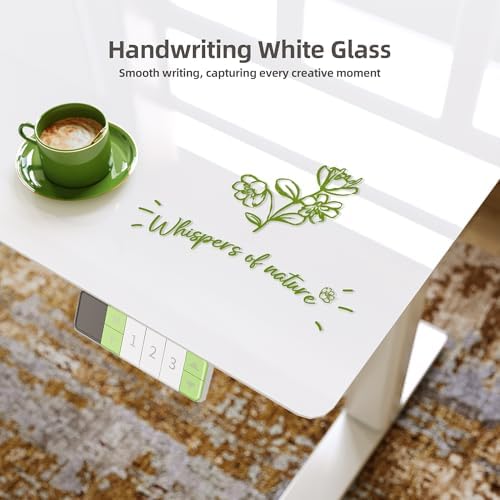 Claiks Glass Standing Desk with Drawers 48x24 Inch Super White