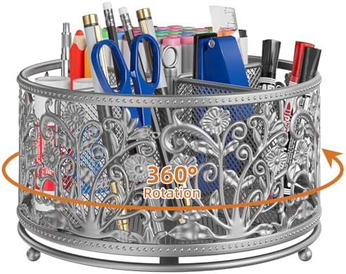 EKNITEY Pencil Pen Holder For Desk - 360° Rotating Pencil Cup Organizer