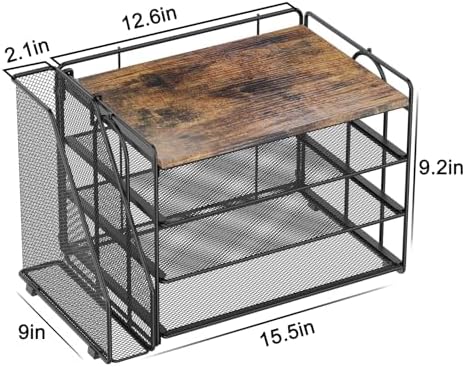 Spacrea 4 Tier Paper Organizer for Desk with File Organizer