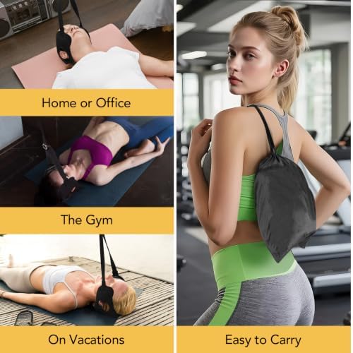 Neck Traction Device for Neck Pain Relief,Neck Stretcher Strap for Spine Chiropractic Decompression,Portable Storage Bag,Neck Chiropractor for Physical Therapy,Neck Strap for Neck Recovery