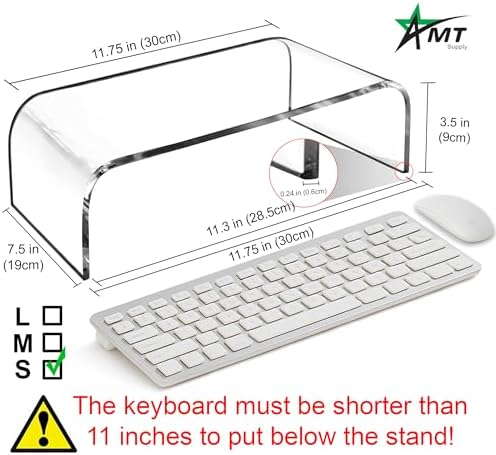 AMT Premium Acrylic Monitor Stand, Clear, Monitor Riser for Laptop/PC/Multimedia Monitor/Printer Stand for Home Office (Small - 2 Pack)