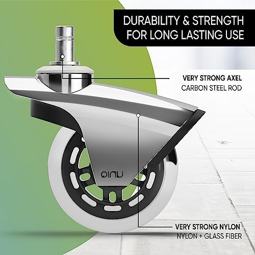 Replacement Office Chair Wheels for Carpet, Wood & Tile, Set of 5 - Premium Quality Office Chair Casters for Work & Gaming Chair - Smooth & Noise-Free Rubber Wheel for Office Chair