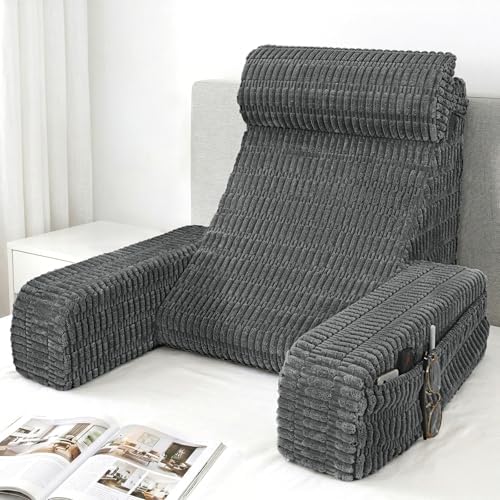 Reading Pillow for Bed Sitting Up with Large Pockets,Modern Style