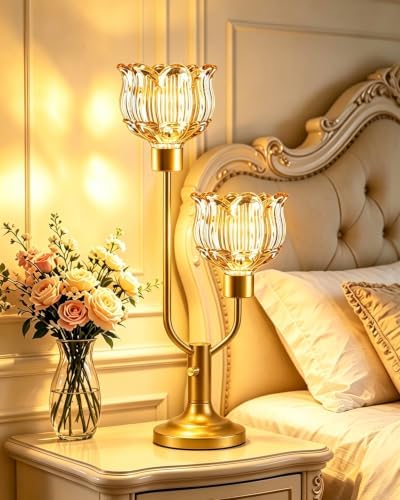 Mid Century Modern Table Lamp Dimmable Vintage Gold Glass Lamp Gift