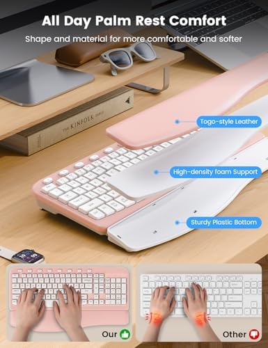 SABLUTE Wireless Keyboard and Mouse Combo with Ergonomic Wave Key