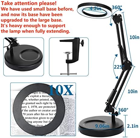 HITTI 10X Magnifying Glass with Light, 1,800 Lumens Stepless Dimmable
