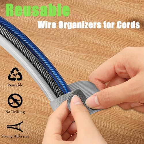 80PCS Hook and Loop Cable Straps, Cable Management Under Desk, Adhesive Cable Tie, Reusable Wire Organizer for Cords, Cord Management, Computer Accessories for Desk, Home Office Essentials,Black+White