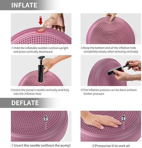 Inflated Wobble Cushion,Circular Non-slip Texture for Comfortable Sitting,Extra Thick Dyna Disc with Pump for Core Strength,Wiggle Seat to Improve Posture,Fitness,660lb Load Capacity