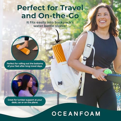 Oceanfoam Ripple Roller - Small Foam Roller for Physical Therapy (Gold)
