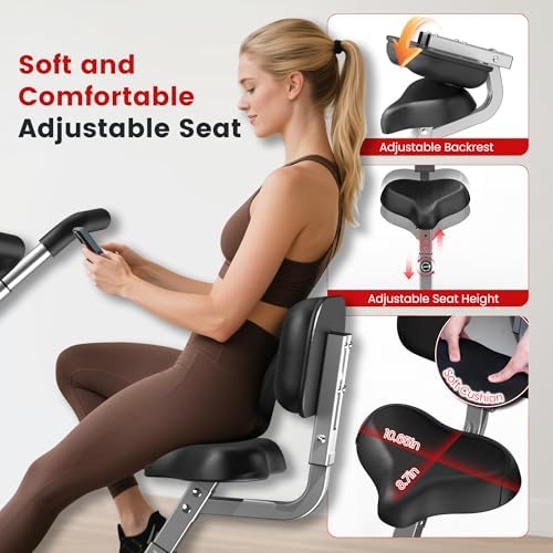 Foldable Elliptical Exercise Bike, 8-Level Magnetic Stationary Bike Home