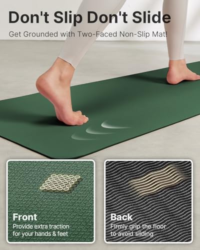 Yoga Mat,Non-Slip TPE Exercise Mat(1/4 Inch) for Pilates, Fitness & Barefoot Workouts, Home Gym Studio with Strap & Bag