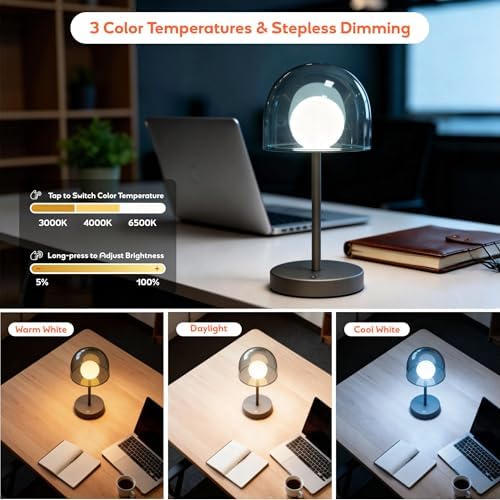 LED Modern Lamp, Small Mushroom Lamp Cordless, Unique Decor Light