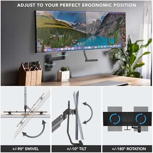 Mount-It! Proflex Dual Monitor Wall Mount with Crossbar