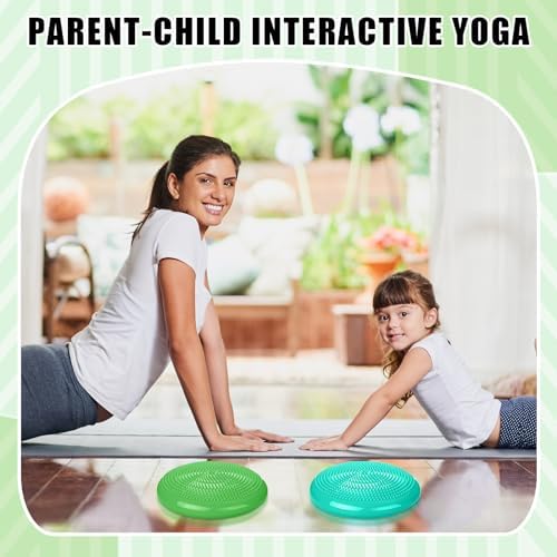 Silipull 2 Pcs Wiggle Seat Inflated Wobble Cushion Flexible Balance Disc with Air Pump for Core Stability Strengthening Improving Posture Physical Exercise