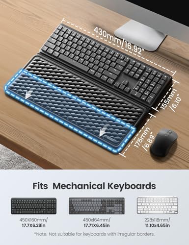 Vaydeer Keyboard Wrist Rest for Computer, Ergonomic Large Keyboard Mat Pad with Wrist Support, Soft Memory Foam Keyboard Stand for Desktop Gaming Home Office Carpal Tunnel Pain Relief