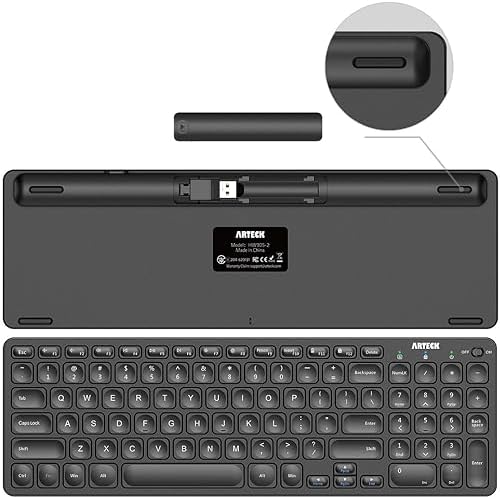 Arteck 2.4G USB Wireless Keyboard and Mouse Combo Ultra Slim Compact Keyboard and Ergonomic Mouse for Computer Desktop PC Laptop and Windows 11/10/8/7 Build in USB-C Rechargeable Battery