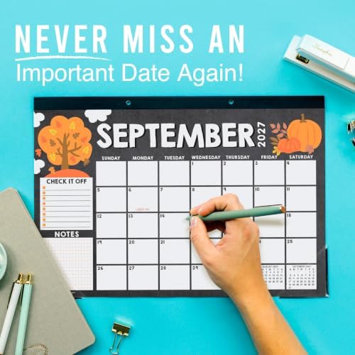 Large Desk Calendar 2027 - Desktop Calendar 2027-2028