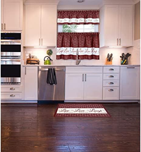 Anti-Fatigue Floor Comfort Mat, 18 x 30 in, Live, Love, Laugh Burgundy