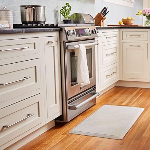Home Dynamix Cat Cora Printed Embossed Gentle Step Marble Kitchen Mat, Grey/Blue, 19.6" x 39.3"