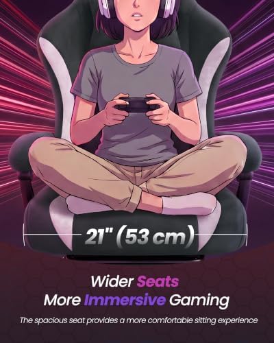 SONGMICS Gaming Chair, Ergonomic Computer Desk Chair with Footrest