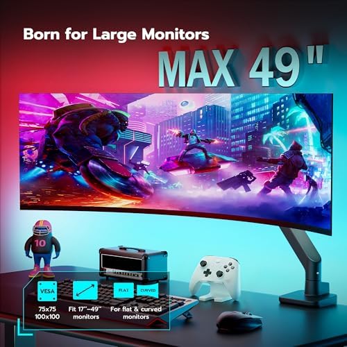 ARES WING Ultrawide Monitor Desk Arm for 17 to 49 Inch Screen, Holds 44 Lbs