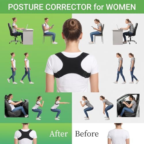 Posture Corrector for Men and Women, Adjustable Back Support Brace, Comfortable Breathable Shoulder Brace for Spine, Neck and Lower Back Pain Relief